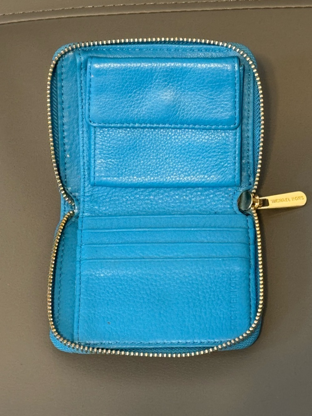 Michael Kors Shoulder Bag and Wallet Turquoise and Gold - Picture 10 of 12